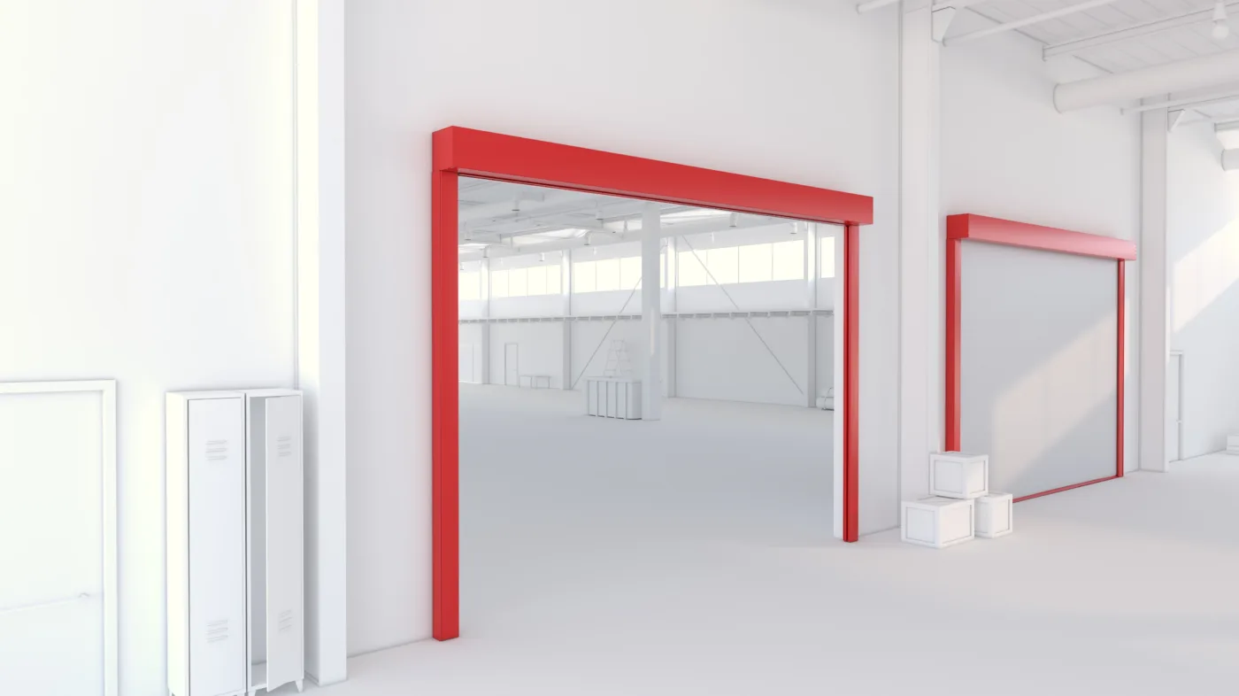 FK servis FK ROLL EI - Textile roller fire shutter, fire curtain - open and closed state