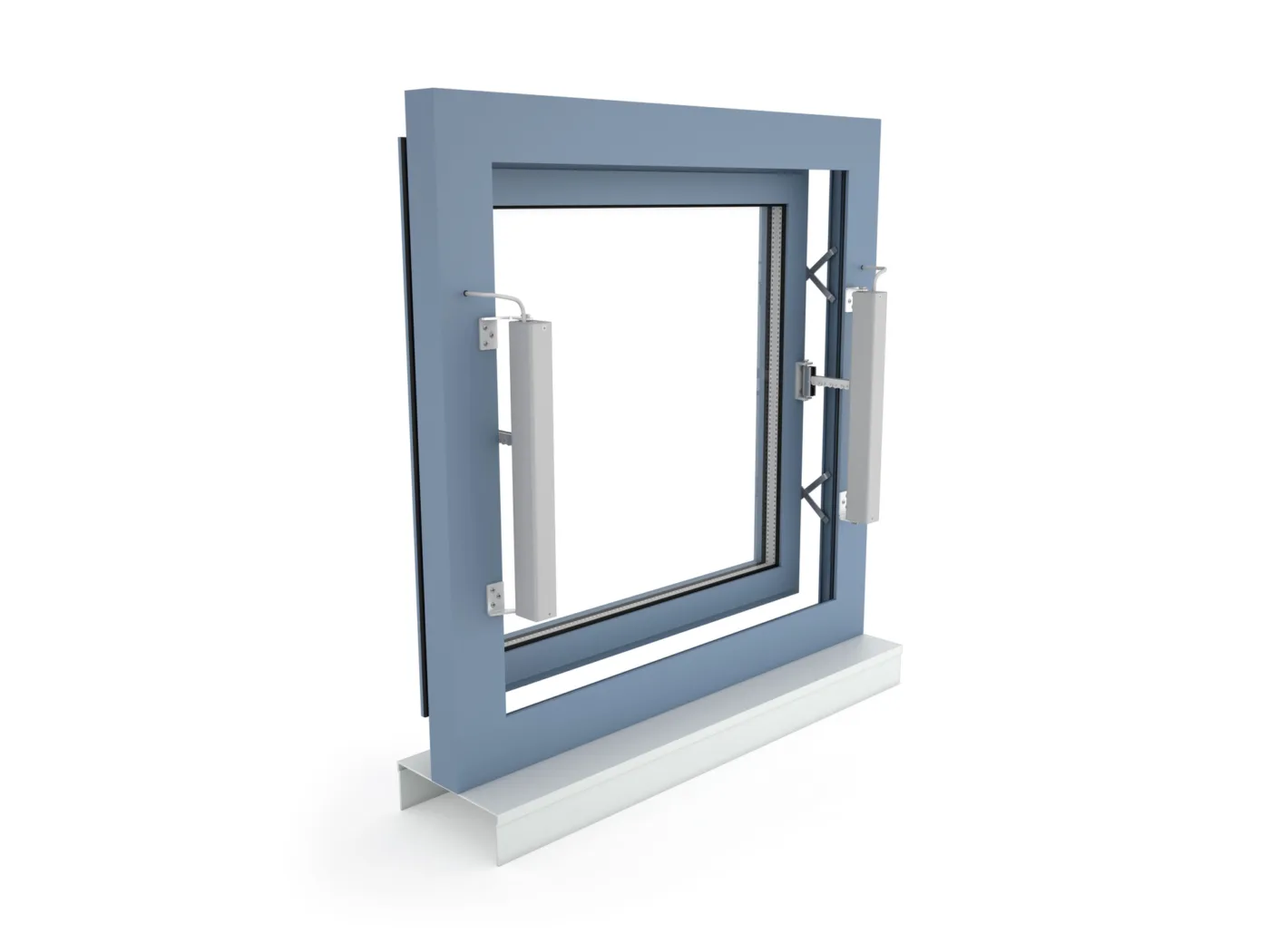 KA 34-BSY+ Set - Surface mounting of multiple drives on a window opening outwards in parallel