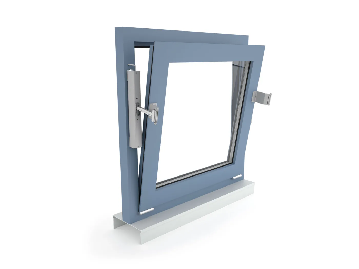 KA 34-BSY+ Set - Surface mounting of multiple drives on a bottom-hung window opening inwards