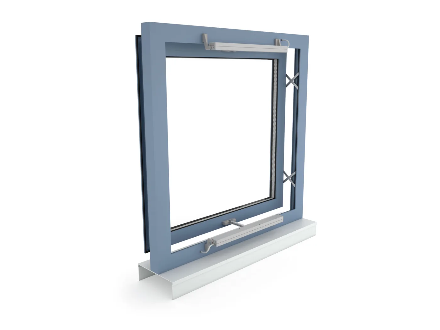 VCD 204 - Surface mounting of multiple drives on a window opening outwards in parallel