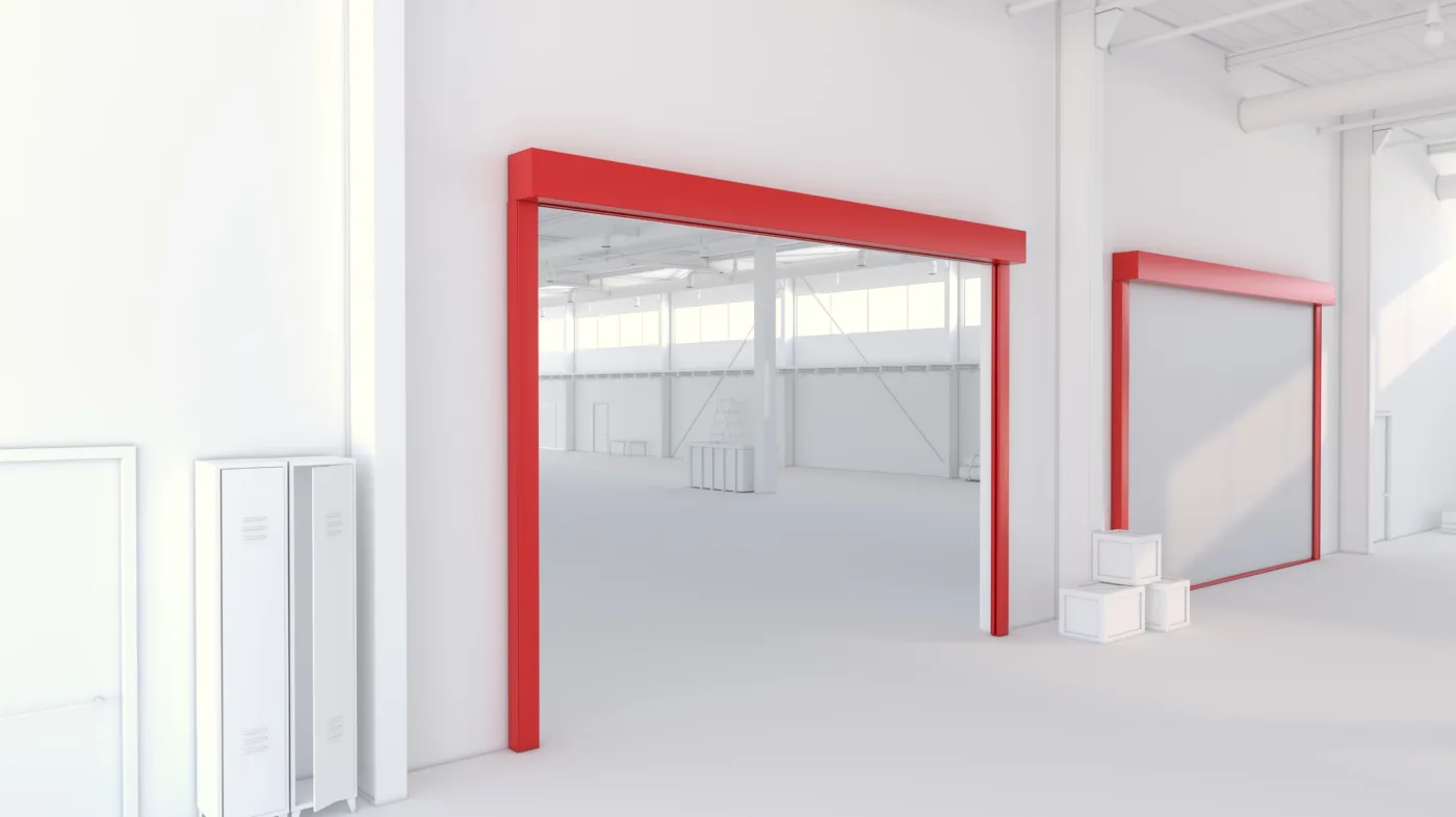 FK servis FK ROLL EW textile roller fire shutter fire curtain open and closed state example
